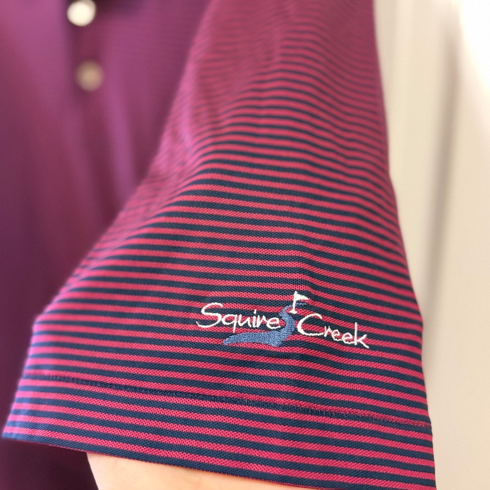 Peter Millar Summer Comfort Mens XXL Polo Burgundy Navy Stripe Squire Creek - Picture 13 of 16